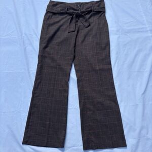 Robert Louis Brown Houndstooth Plaid Belted Career Pants Size 12